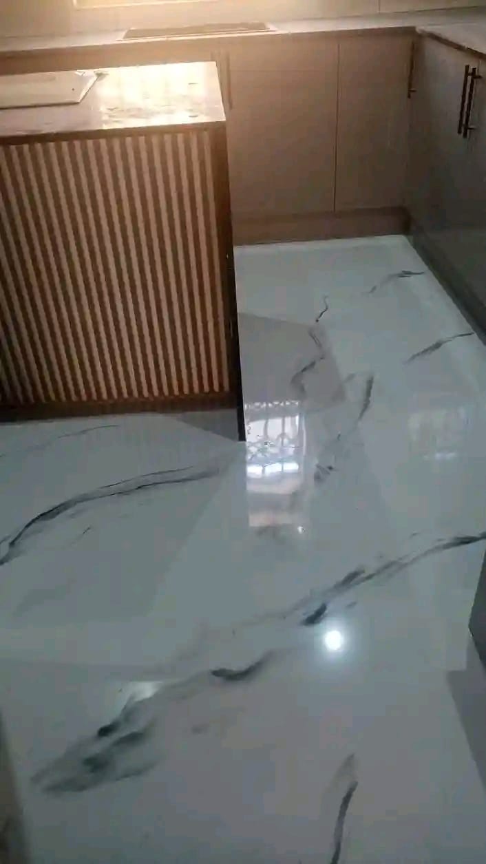 Designer kitchen marble epoxy floor